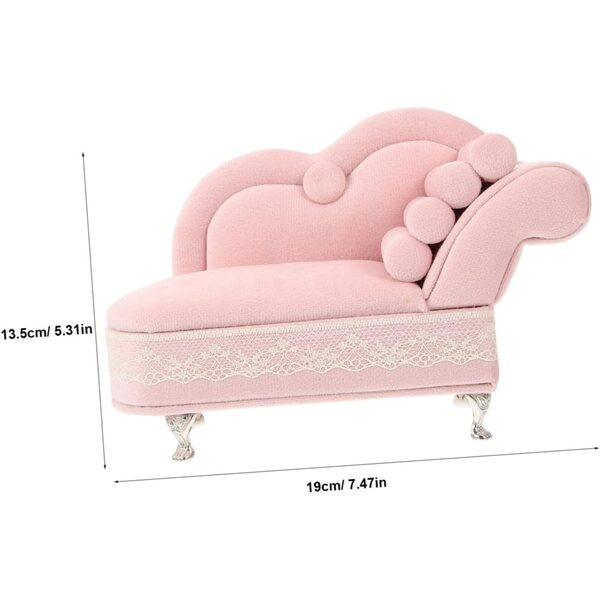 Holibanna Mini Canapé Portagioie Miniatura Blu Cielo per Casa delle Bambole