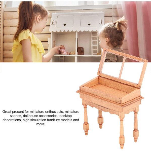 1/12 Puppenhaus Miniaturschrank aus Birkenholz mit Klappdeckel