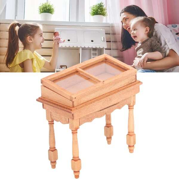 1/12 Puppenhaus Miniaturschrank aus Birkenholz mit Klappdeckel