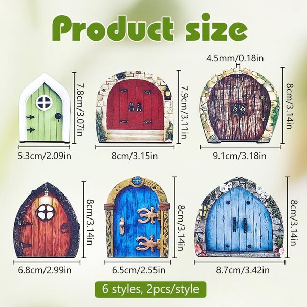 FREEBLOSS Set 6 mini porte fatate in legno per giardino decorazione magica 5-8 cm