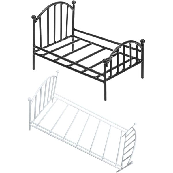 Letto in metallo bianco per casa delle bambole, scala 1:12, design vintage realistico