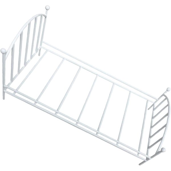 Letto in metallo bianco per casa delle bambole, scala 1:12, design vintage realistico