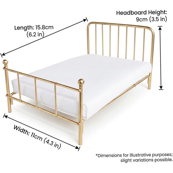 Letto in Miniatura 1:12 con Struttura in Ferro e Materasso Bianco per Casa delle Bambole