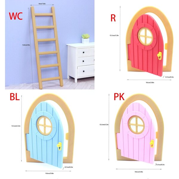Porta e scala miniatura 1/12 per case delle bambole - design fiabesco e dettagliato
