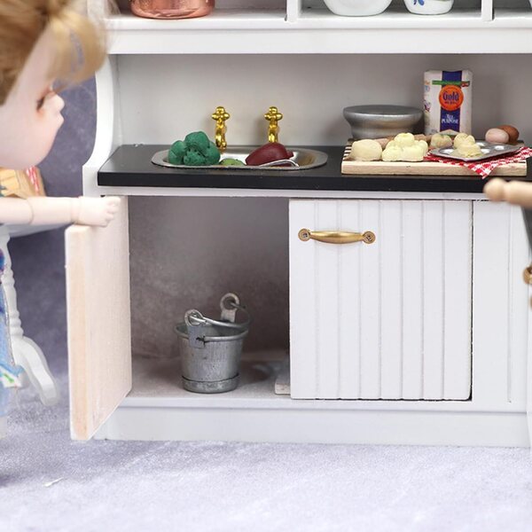 1:12 Miniatur-Küchenschrank aus Holz, Vintage-Modell für Puppenhäuser