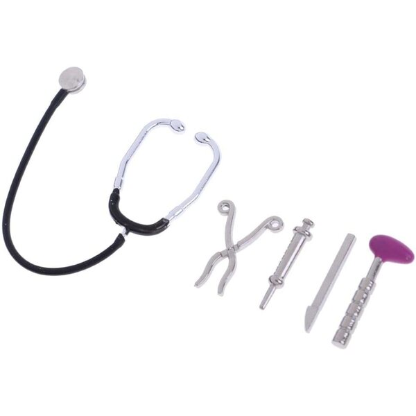 Set 5 pezzi accessori medici in miniatura 1:12 in metallo per casa delle bambole