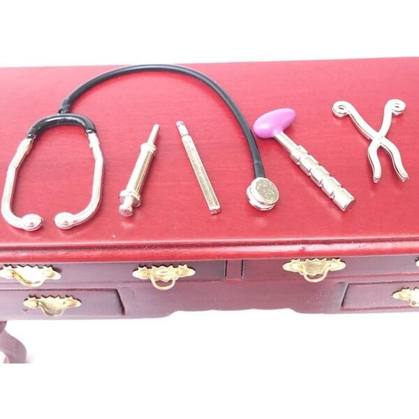 Set 5 pezzi accessori medici in miniatura 1:12 in metallo per casa delle bambole