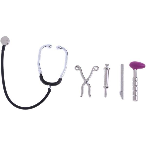 Set 5 pezzi accessori medici in miniatura 1:12 in metallo per casa delle bambole