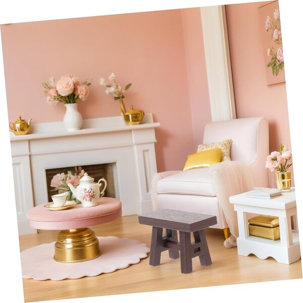 Set 5 Tabourets Miniature in Legno Vintage per Casa delle Bambole, Realistici e Resilienti