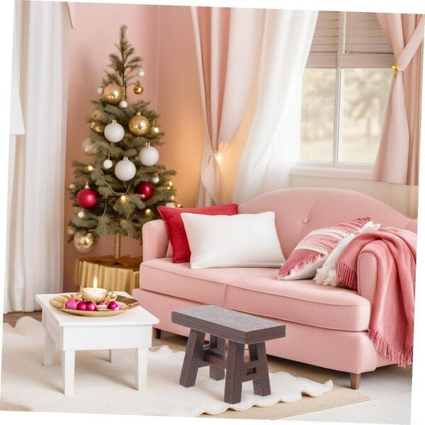 Set 5 Tabourets Miniature in Legno Vintage per Casa delle Bambole, Realistici e Resilienti