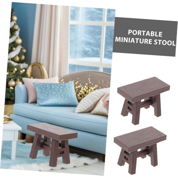 Set 5 Tabourets Miniature in Legno Vintage per Casa delle Bambole, Realistici e Resilienti