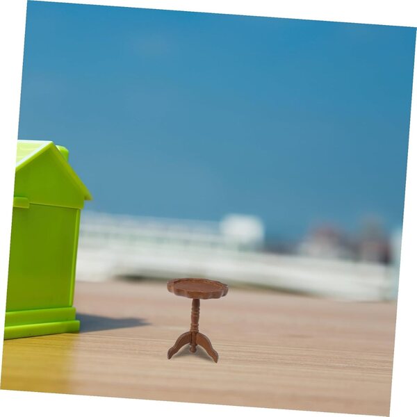 GALPADA Tavolo Rotondo Miniatura in Legno per Casa delle Bambole 4,5x4,5x5,5 cm