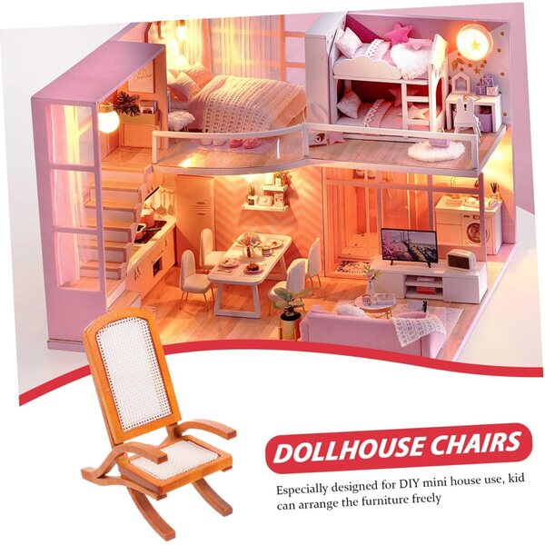 UPKOCH Miniature sedia in legno per casa delle bambole, arredamento decorativo