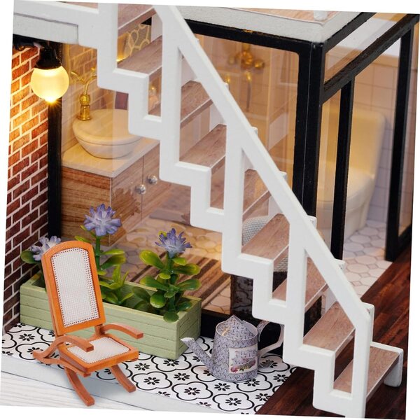 UPKOCH Miniature sedia in legno per casa delle bambole, arredamento decorativo