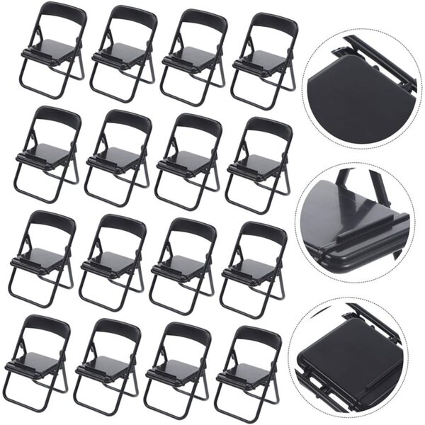 NOLITOY Set 25 Mini Sedie Pieghevoli per Casa delle Bambole e Supporto Smartphone