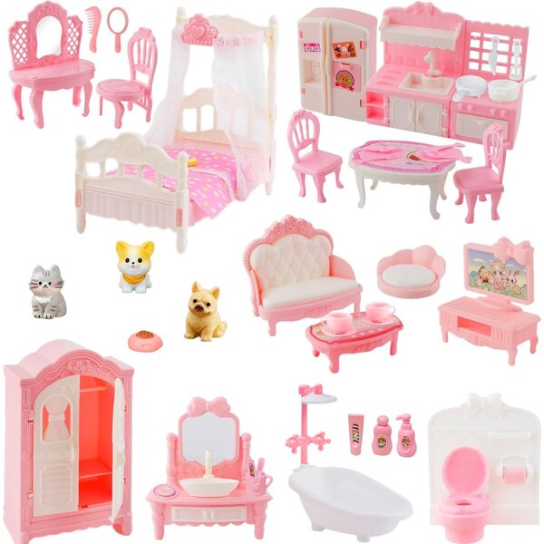 56-teiliges Puppenhaus-Miniaturmöbelset im Maßstab 1:12 mit kreativem Zubehör