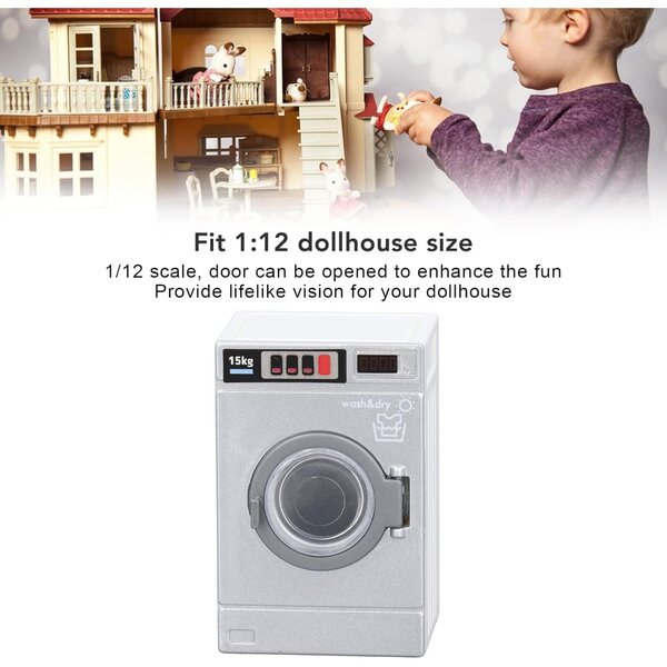 1/12 Miniaturwaschmaschine für realistisches und dekoratives Puppenhaus