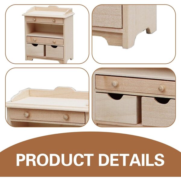 Armadietto in legno per casa delle bambole scala 1:12 - mobile cucina/bagno miniatura