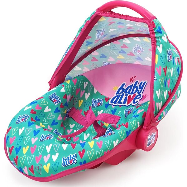 Baby Alive Sedile Auto Deluxe per Bambole fino a 46 cm – Verde, Rosa, Cuori