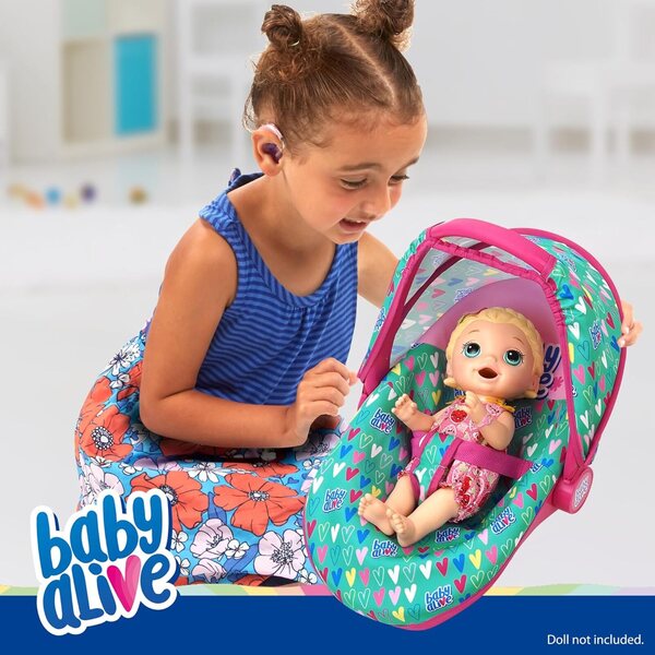 Baby Alive Sedile Auto Deluxe per Bambole fino a 46 cm – Verde, Rosa, Cuori
