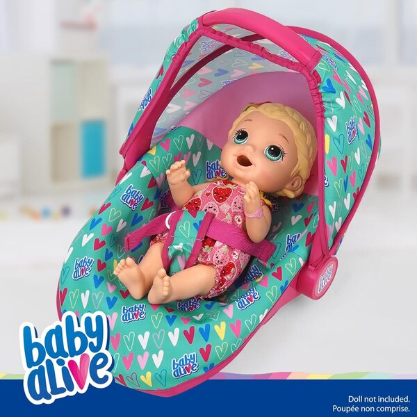 Baby Alive Sedile Auto Deluxe per Bambole fino a 46 cm – Verde, Rosa, Cuori