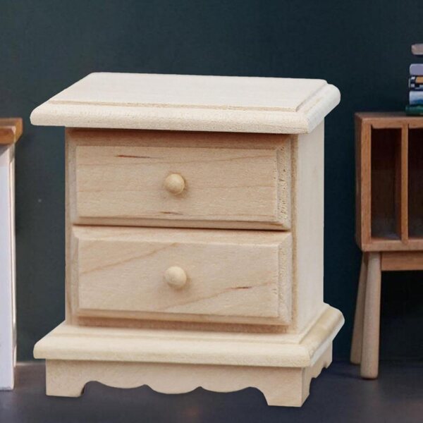 Mini Tavolini Comodino in Legno per Casa delle Bambole 1/12 con Cassetto Rimovibile
