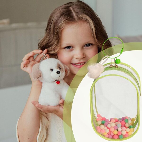 Transparente Transporttasche aus widerstandsfähigem PVC für Puppen und Figuren 12x7,5x18 cm