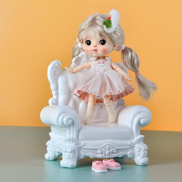 Mini divano bianco 1/12 per bambole YMY DOLL - accessorio casa dettagliato