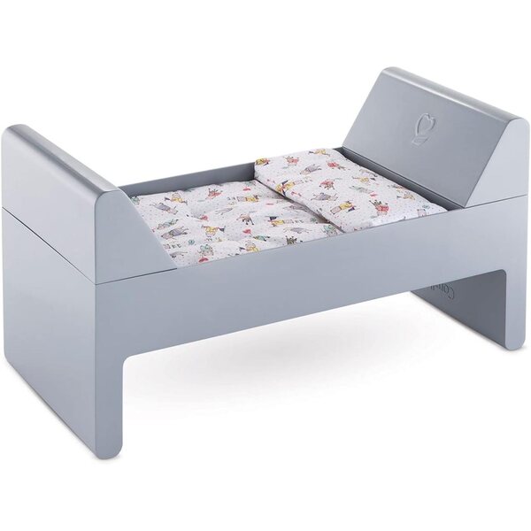 Corolle Skalierbares Bett für Kinder von 30–42 cm mit weicher grauer Matratze