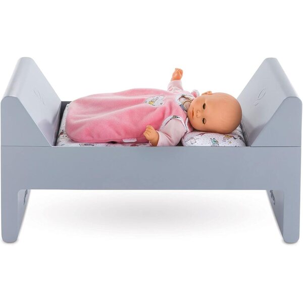 Corolle Skalierbares Bett für Kinder von 30–42 cm mit weicher grauer Matratze