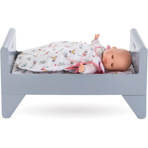 Corolle Skalierbares Bett für Kinder von 30–42 cm mit weicher grauer Matratze