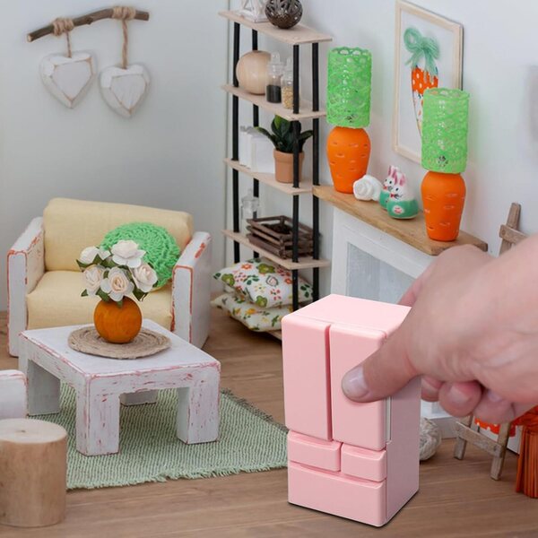 1:12 Mini-Puppenhaus-Kühlschrank mit zwei Türen, mit realistischen und funktionalen Details