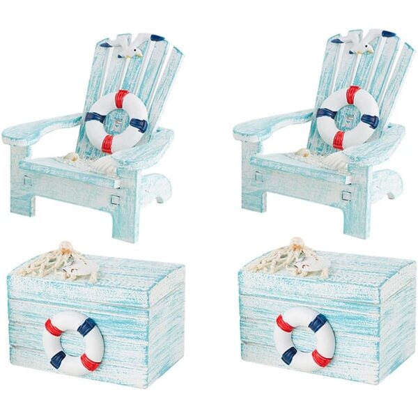 Set 2 Mini Sedie in Legno Blu Cielo per Decorazione Casa e Design Mediterraneo