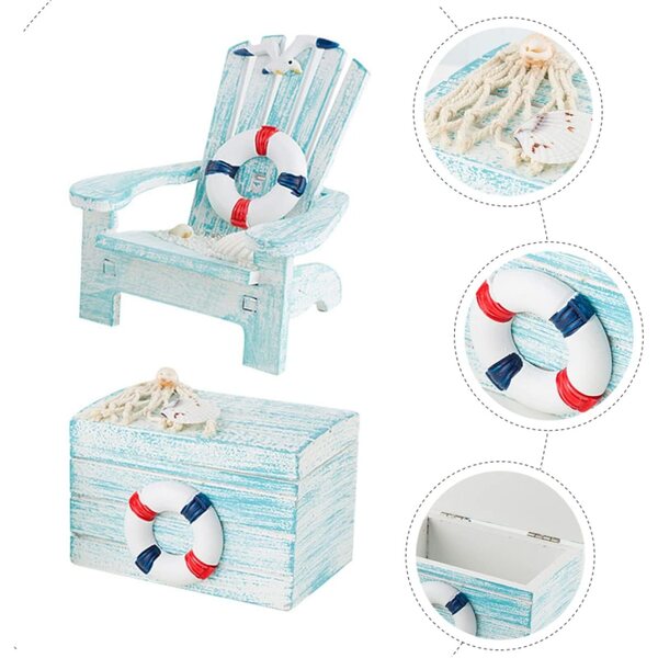 Set 2 Mini Sedie in Legno Blu Cielo per Decorazione Casa e Design Mediterraneo