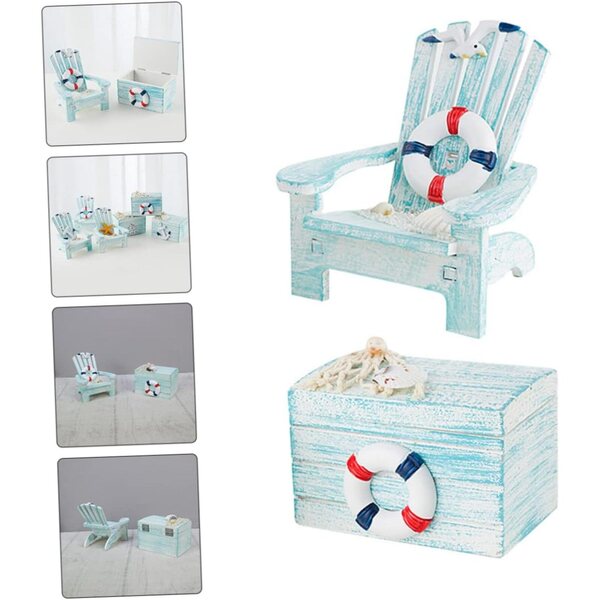 Set 2 Mini Sedie in Legno Blu Cielo per Decorazione Casa e Design Mediterraneo