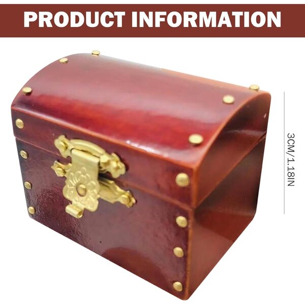 Scrigno del Tesoro in Legno Rosso Vino Scala 1/12 per Case delle Bambole