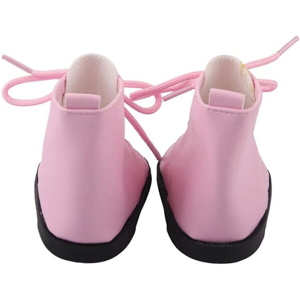 Rosa Lederstiefel für 46 cm große Puppen – bequeme Uteruik-Schnürschuhe