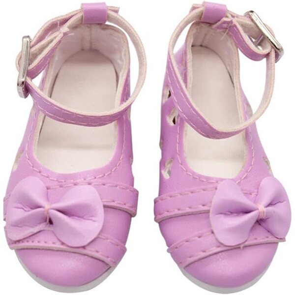 Schuhe mit niedrigem Absatz und Schnalle für 1/3 BJD-Puppe 60 cm aus echtem lila Leder