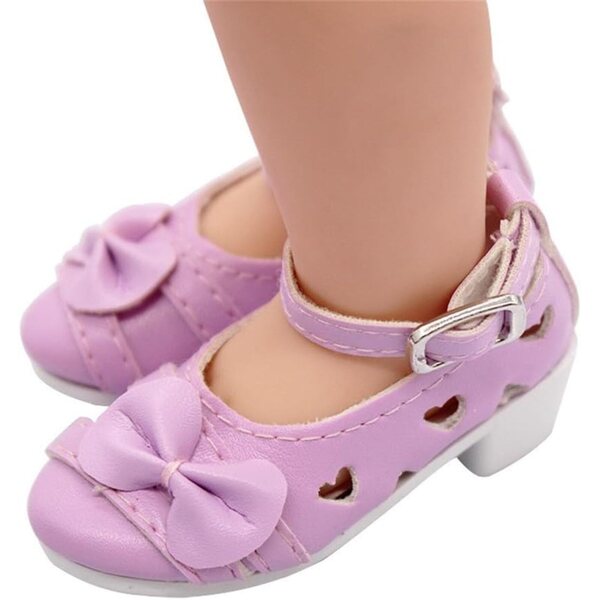 Schuhe mit niedrigem Absatz und Schnalle für 1/3 BJD-Puppe 60 cm aus echtem lila Leder