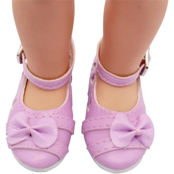 Schuhe mit niedrigem Absatz und Schnalle für 1/3 BJD-Puppe 60 cm aus echtem lila Leder