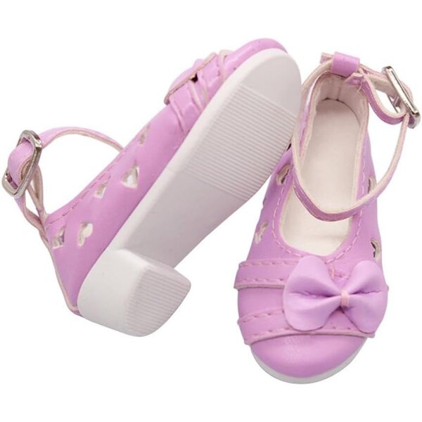Schuhe mit niedrigem Absatz und Schnalle für 1/3 BJD-Puppe 60 cm aus echtem lila Leder