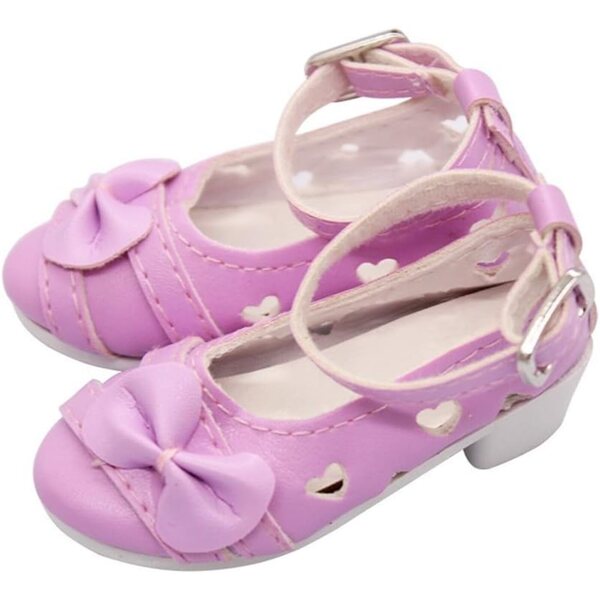 Schuhe mit niedrigem Absatz und Schnalle für 1/3 BJD-Puppe 60 cm aus echtem lila Leder