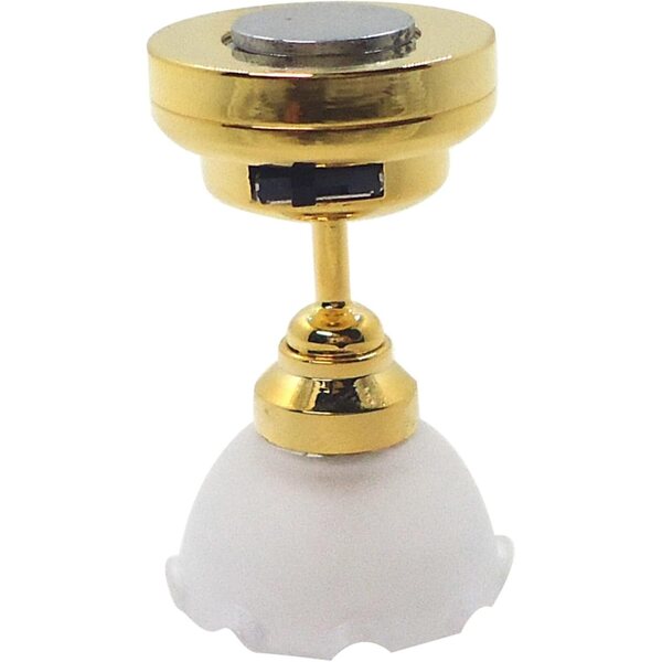 Lampadario casa delle bambole 1:12 fiore in metallo LED batteria 2,1x3,4 cm