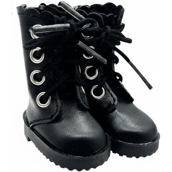 Qianly Scarpe per Bambola 30cm Stivali Militari con Zip e Lacci Neri Miniatura