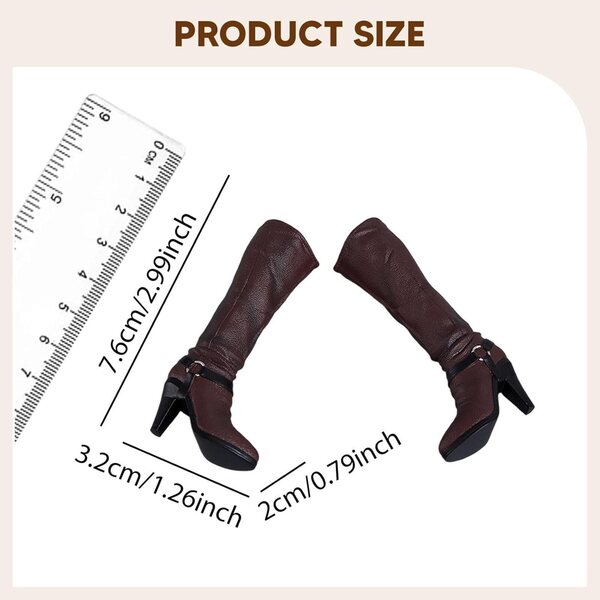 Oshhni Bottine 1/6 Rosso Bordeaux per Figurine 30 cm, Scarpe di Moda Eleganti