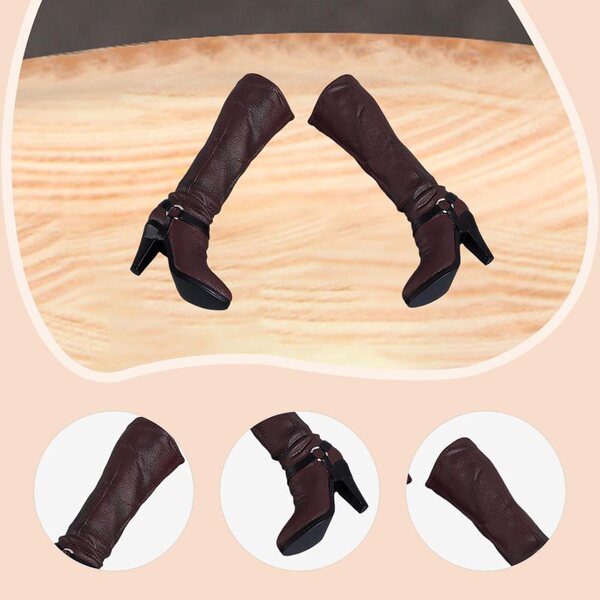 Oshhni Bottine 1/6 Rosso Bordeaux per Figurine 30 cm, Scarpe di Moda Eleganti