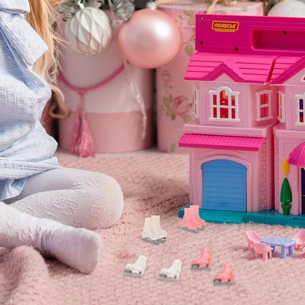SOIMISS Mini Patins à Roulette für Puppen, 4 Paar, Kunststoff, weiß und rosa, dekorativ