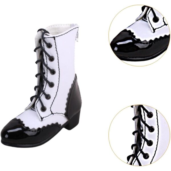 Bottine Bianca für 1/4 Puppen – Gelenkschuhe aus PU-Leder und Stoff