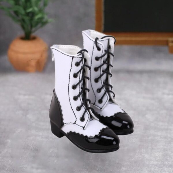 Bottine Bianca für 1/4 Puppen – Gelenkschuhe aus PU-Leder und Stoff