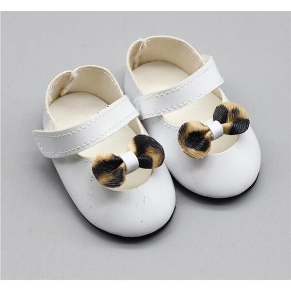 Lederschuhe mit Schleife für 46 cm große Puppen – weiße Abendschuhe